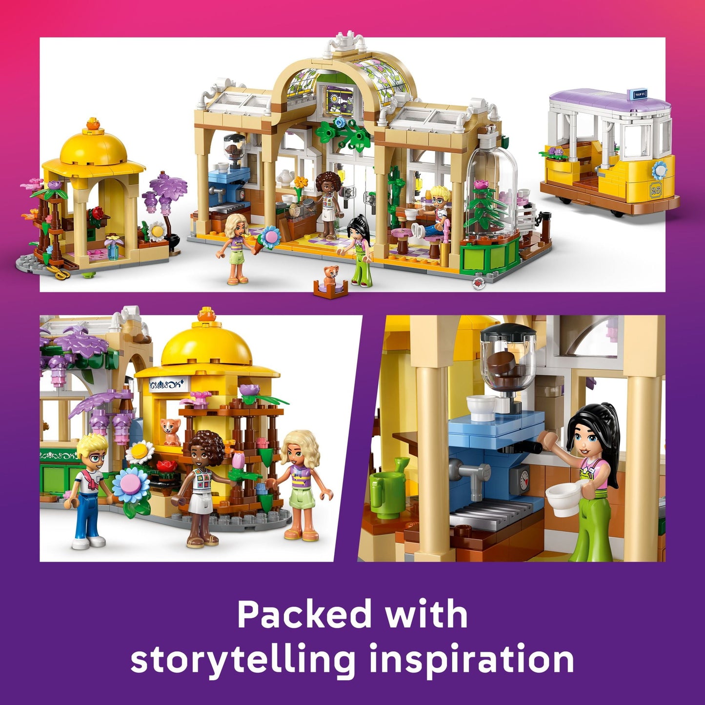 LEGO Friends Plant Café & Flower Shop Pretend Play Building Toy - Playset with 4 Minidolls and