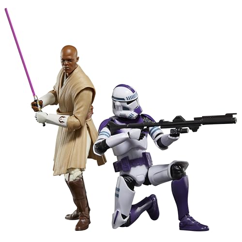 STAR WARS The Black Series Mace Windu & 187th Legion Clone Trooper 6-Inch Scale Action Figure Set Clones of The Republic (G0212)