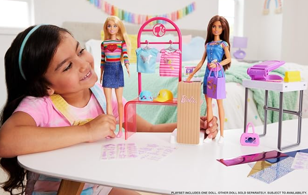 Barbie Doll & Accessories - Make & Sell Boutique Playset with Display Rack