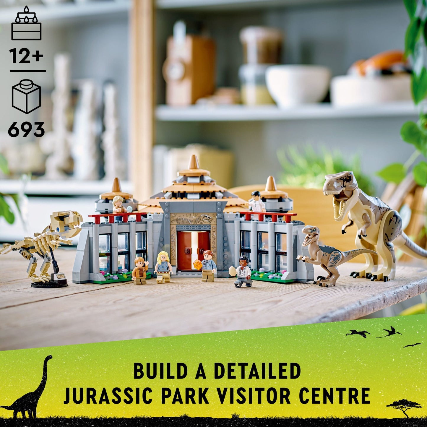 LEGO Jurassic Park Visitor Center: T. rex & Raptor Attack 76961 Buildable Dinosaur Toy, Gift
