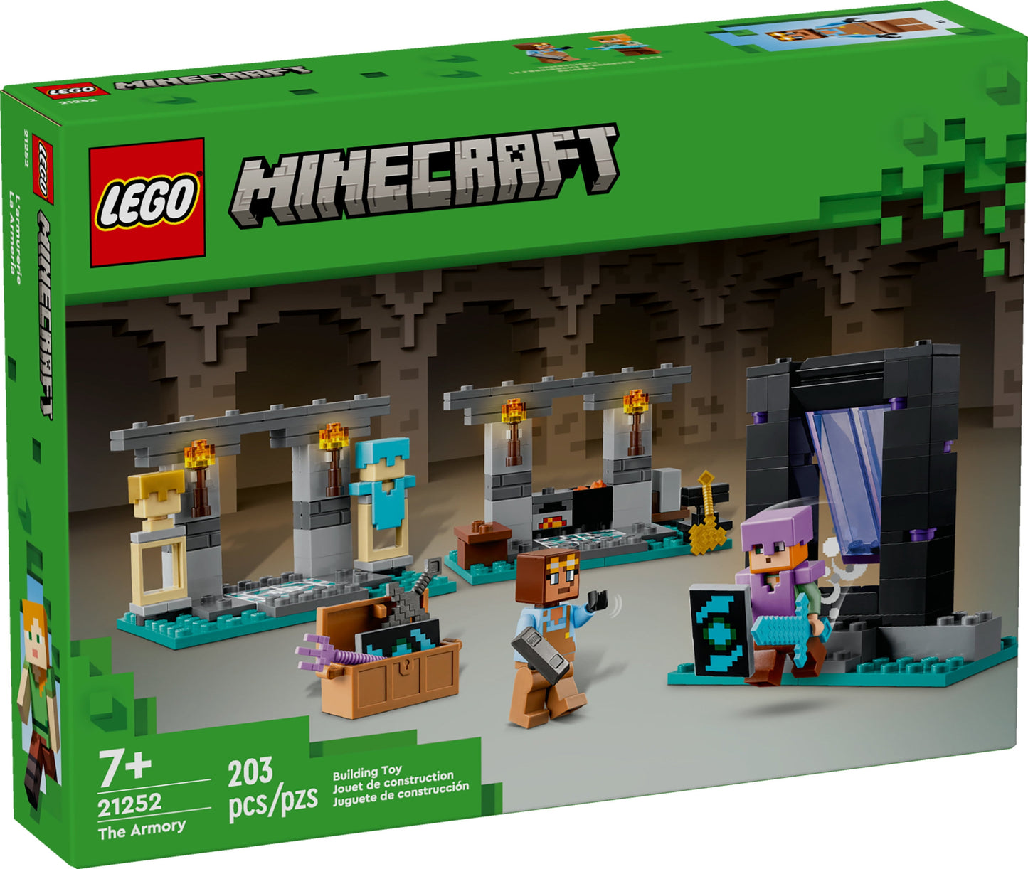 LEGO Minecraft The Armory Building Set, Includes Popular Minecraft Figures Alex and