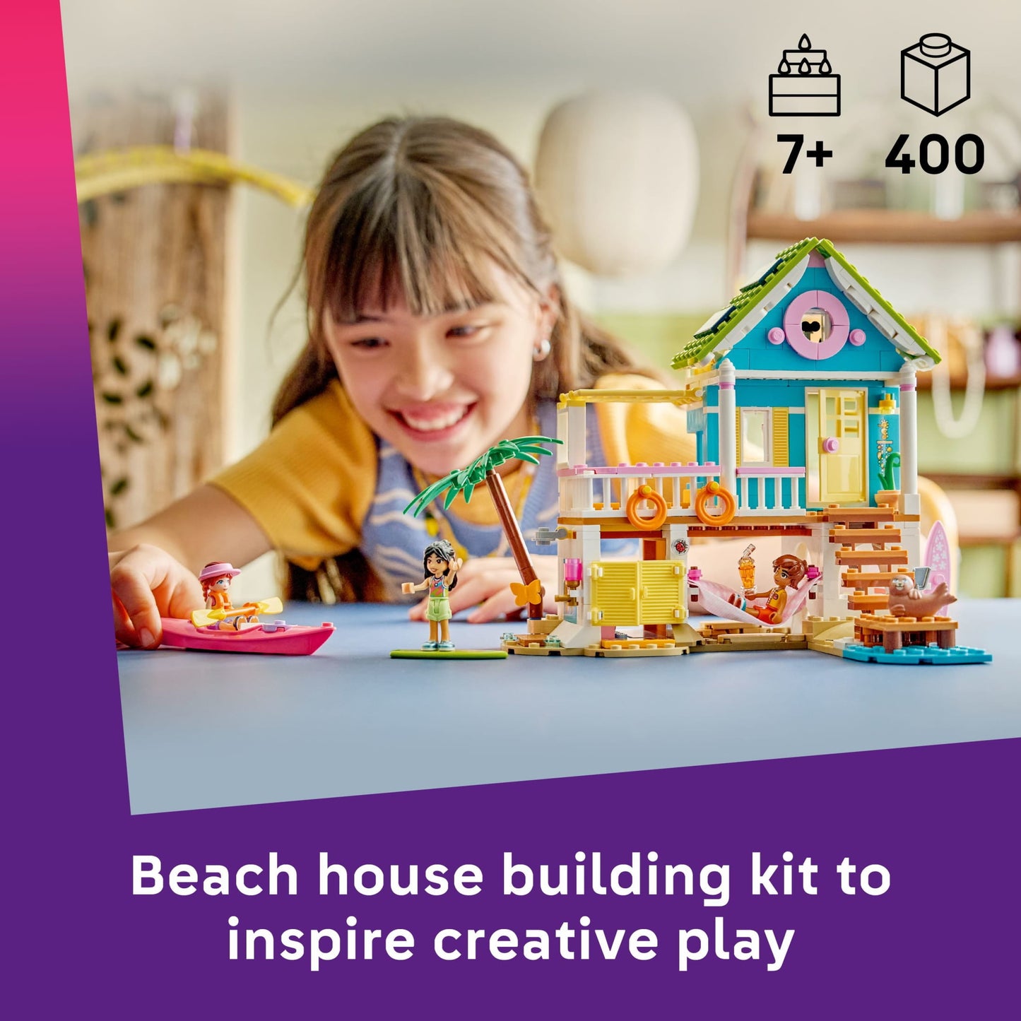 LEGO Friends Beach House with Seals Building Toy for Girls & Boys