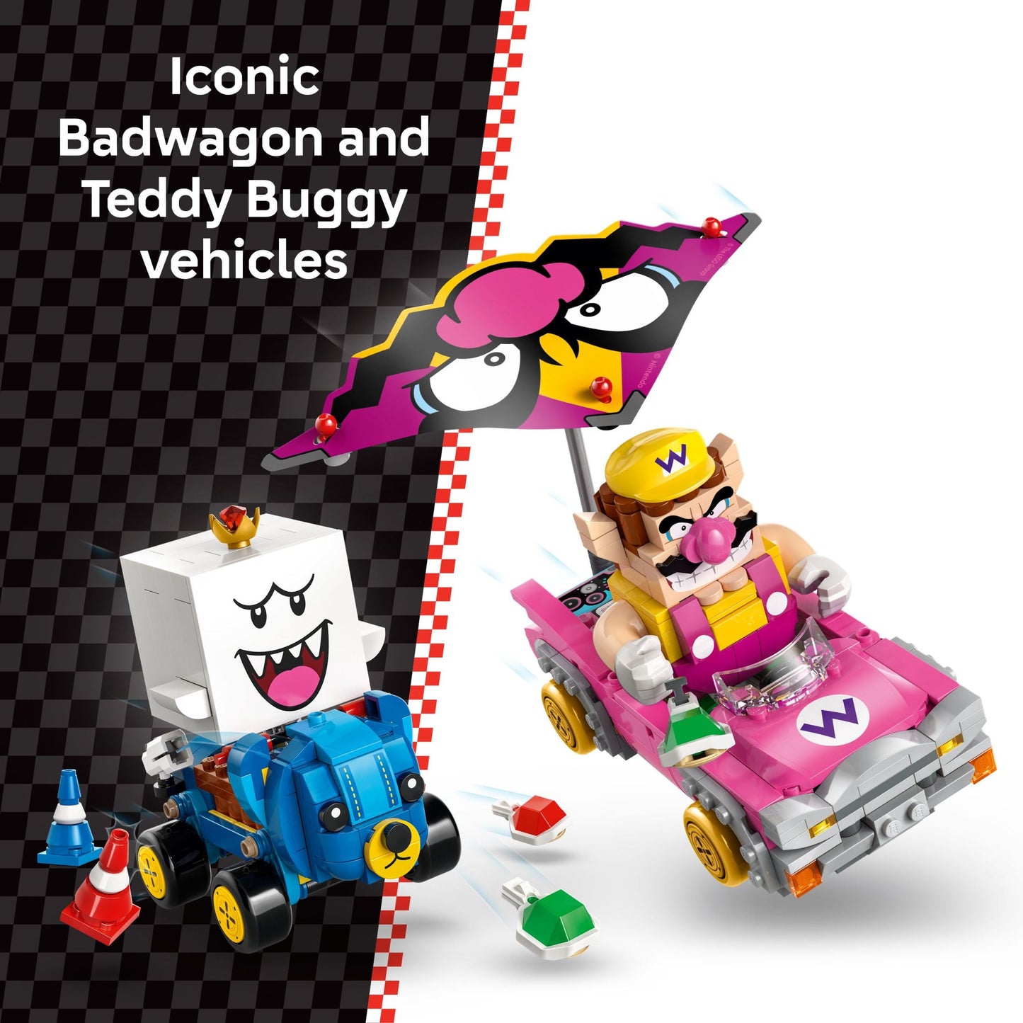 LEGO Super Mario: Mario Kart – Wario & King Boo Building Toy for Kids - Buildable Car Toys