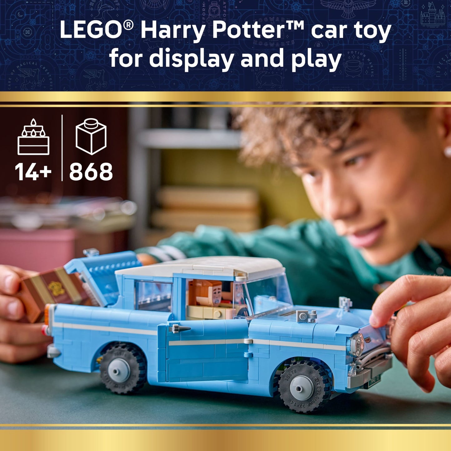LEGO Harry Potter Enchanted Flying Ford Anglia Car Building Toy for Boys & Girls - Book Shelf