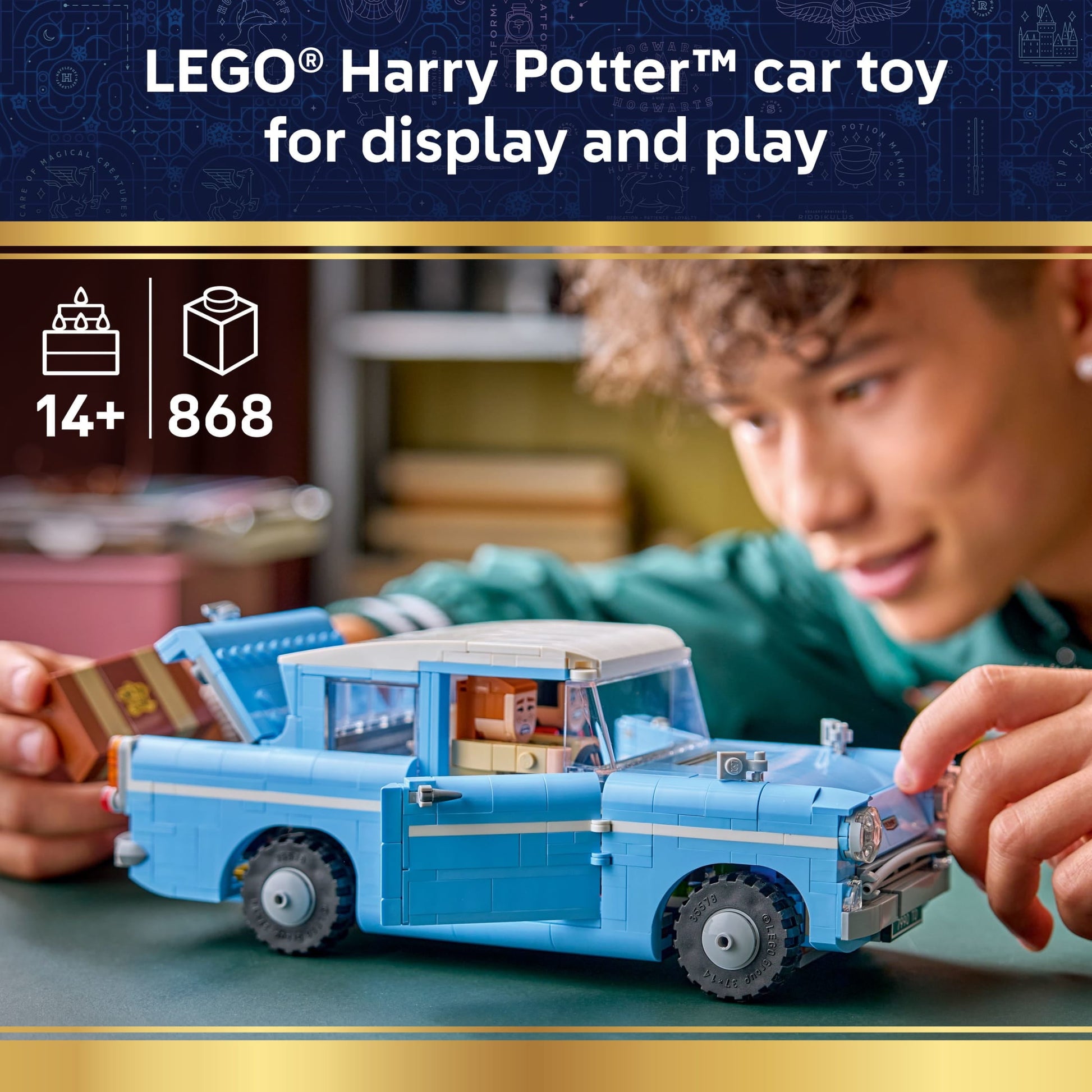 LEGO Harry Potter Enchanted Flying Ford Anglia Car Building Toy for Boys & Girls - Book Shelf