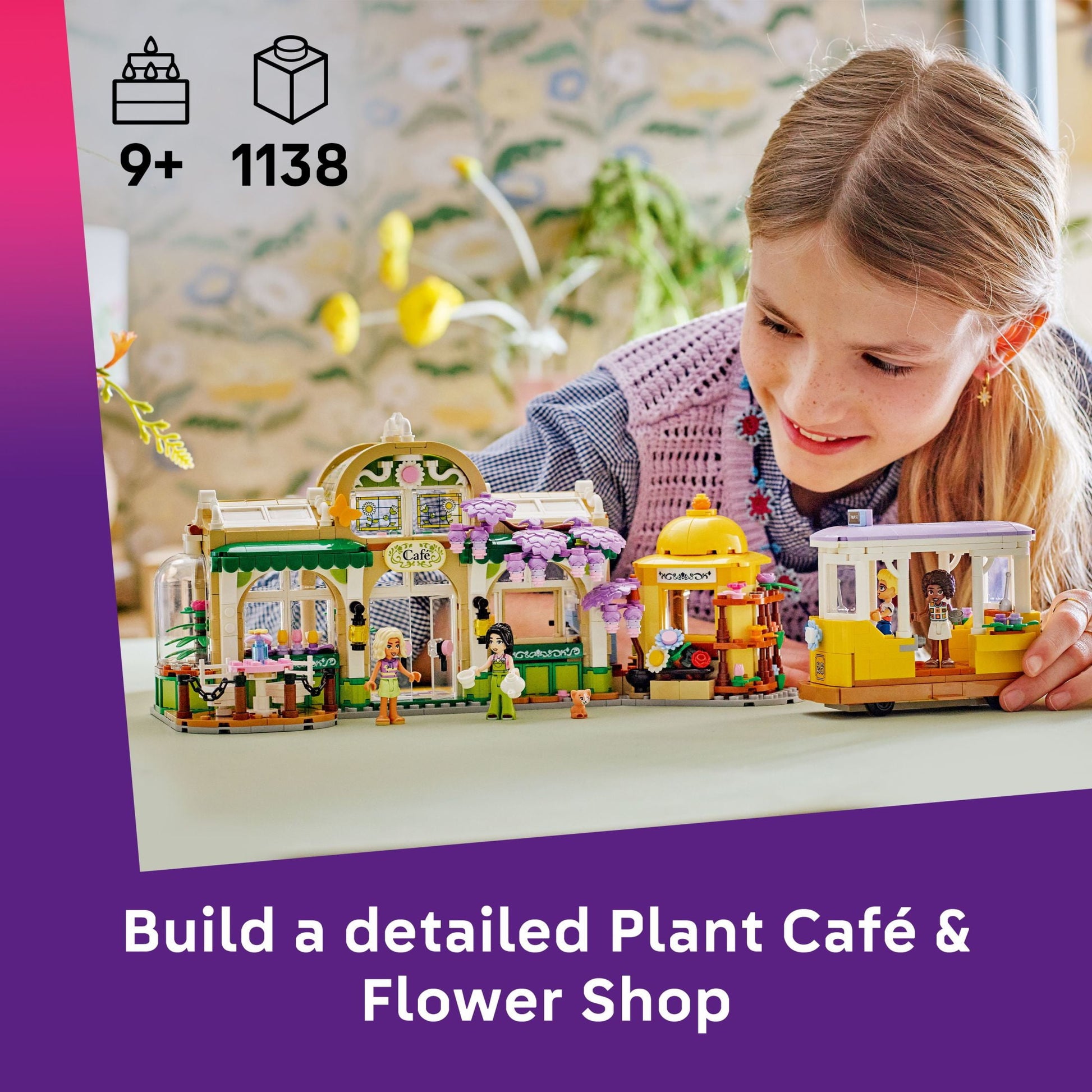 LEGO Friends Plant Café & Flower Shop Pretend Play Building Toy - Playset with 4 Minidolls and