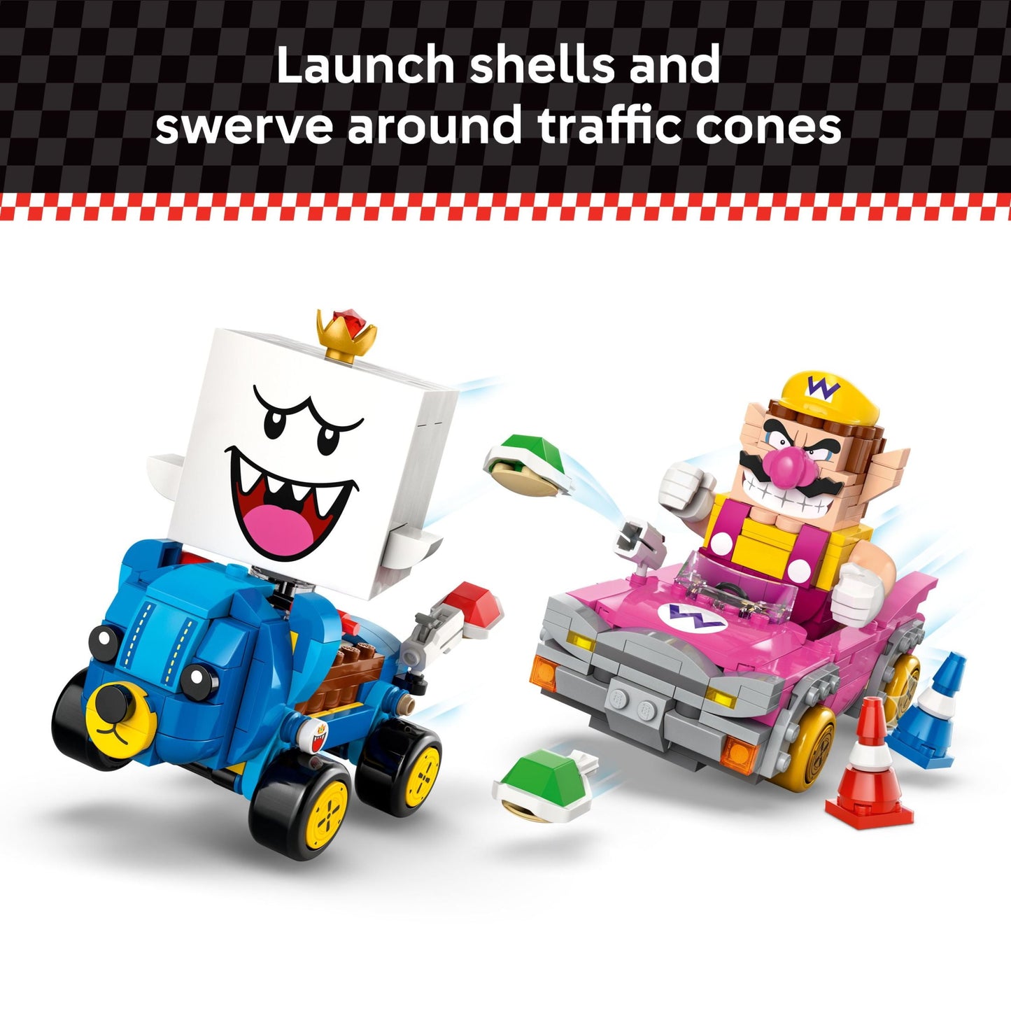 LEGO Super Mario: Mario Kart – Wario & King Boo Building Toy for Kids - Buildable Car Toys