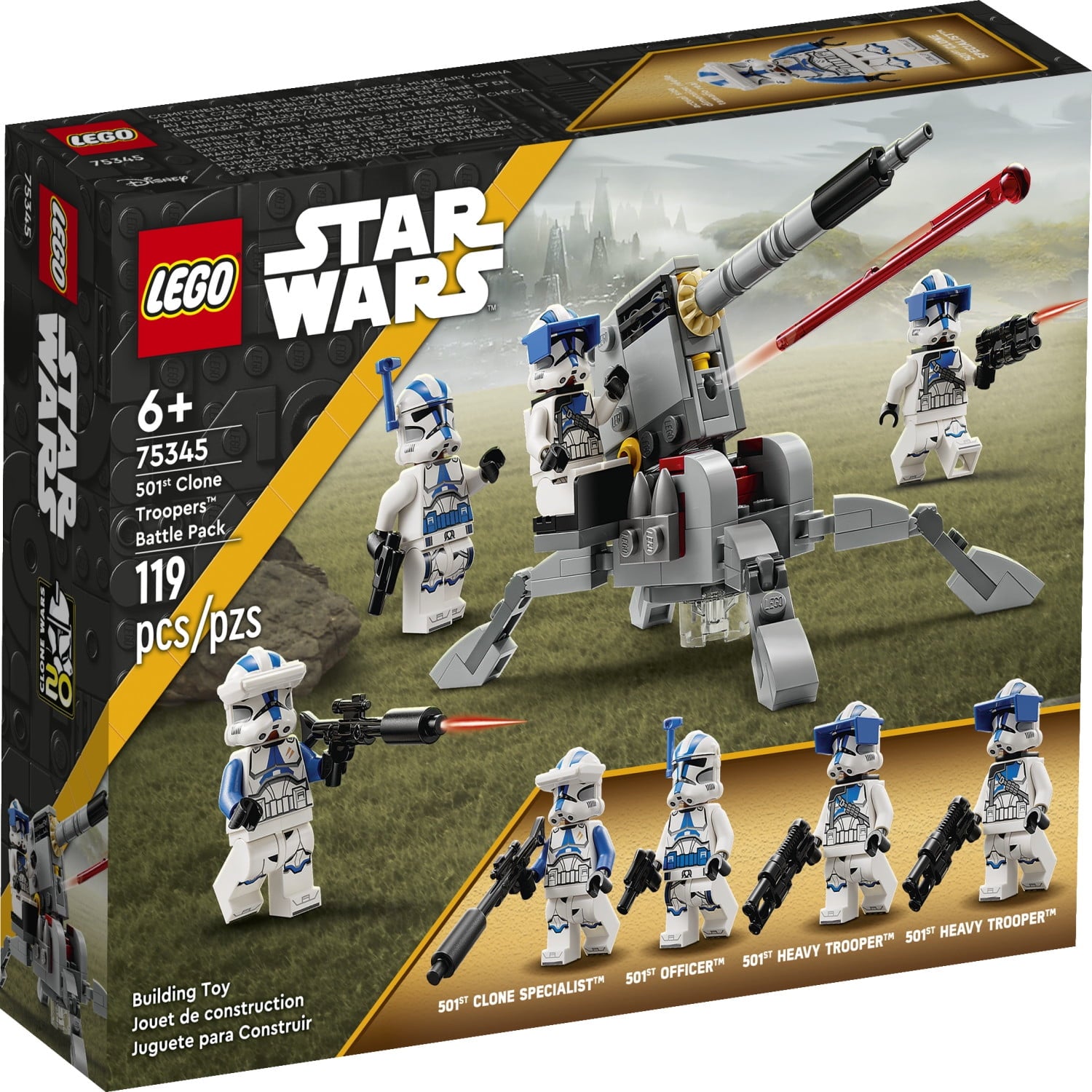 LEGO Star Wars 501st Clone Troopers Battle Pack 75345 Toy Set - Buildable AV-7 Anti Vehicle