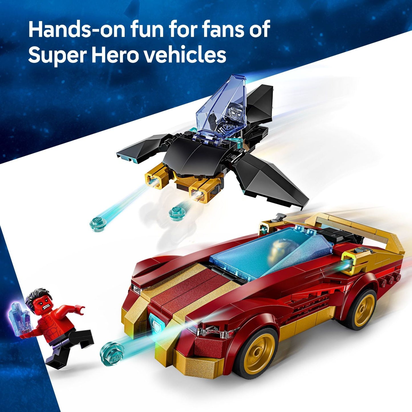 LEGO Marvel Iron Man Car & Black Panther vs. Red Hulk Building Toy - Marvel Superhero Toy for