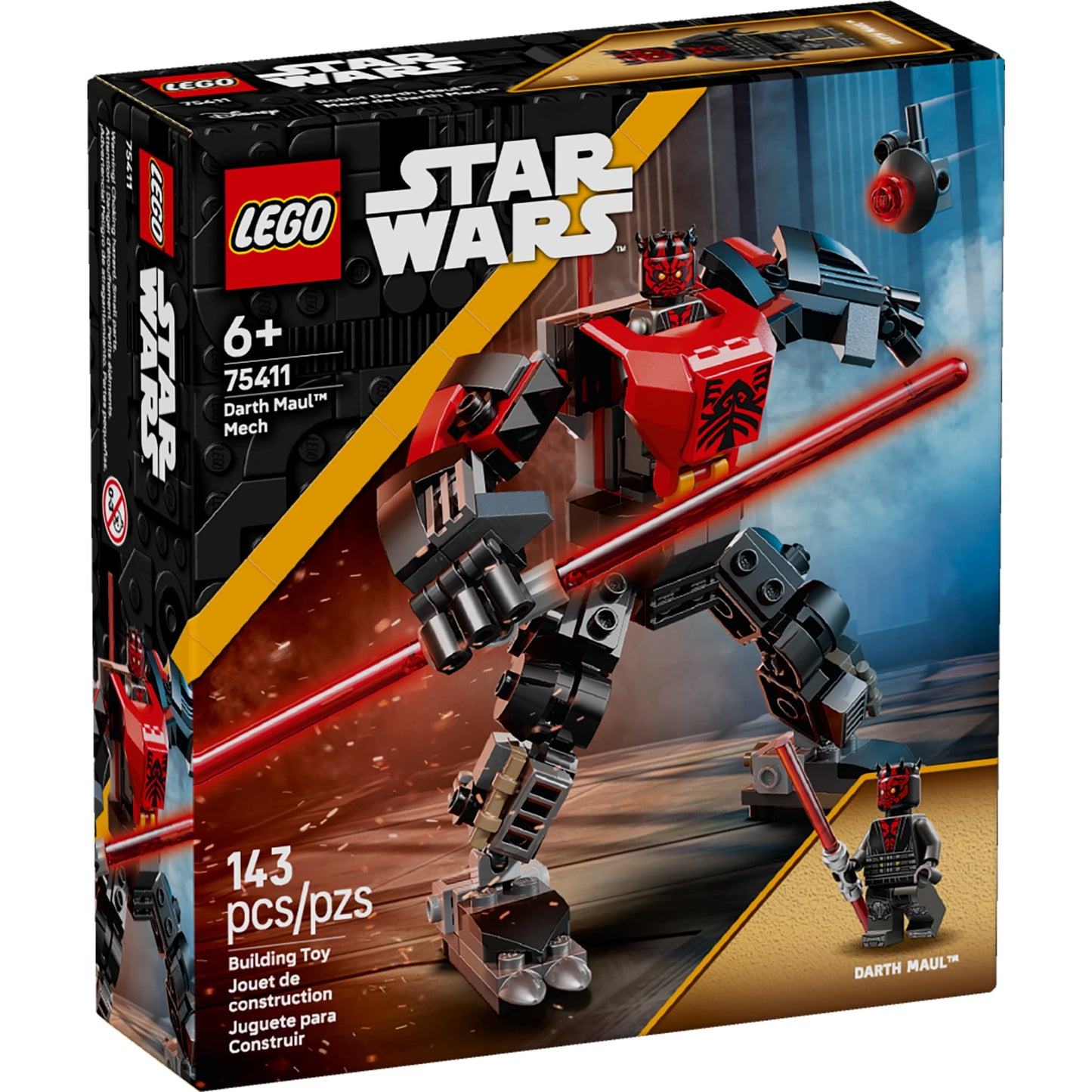 LEGO Star Wars Darth Maul Mech Kids Toy - Building Toy with Pretend Play Lightsaber - Birthday
