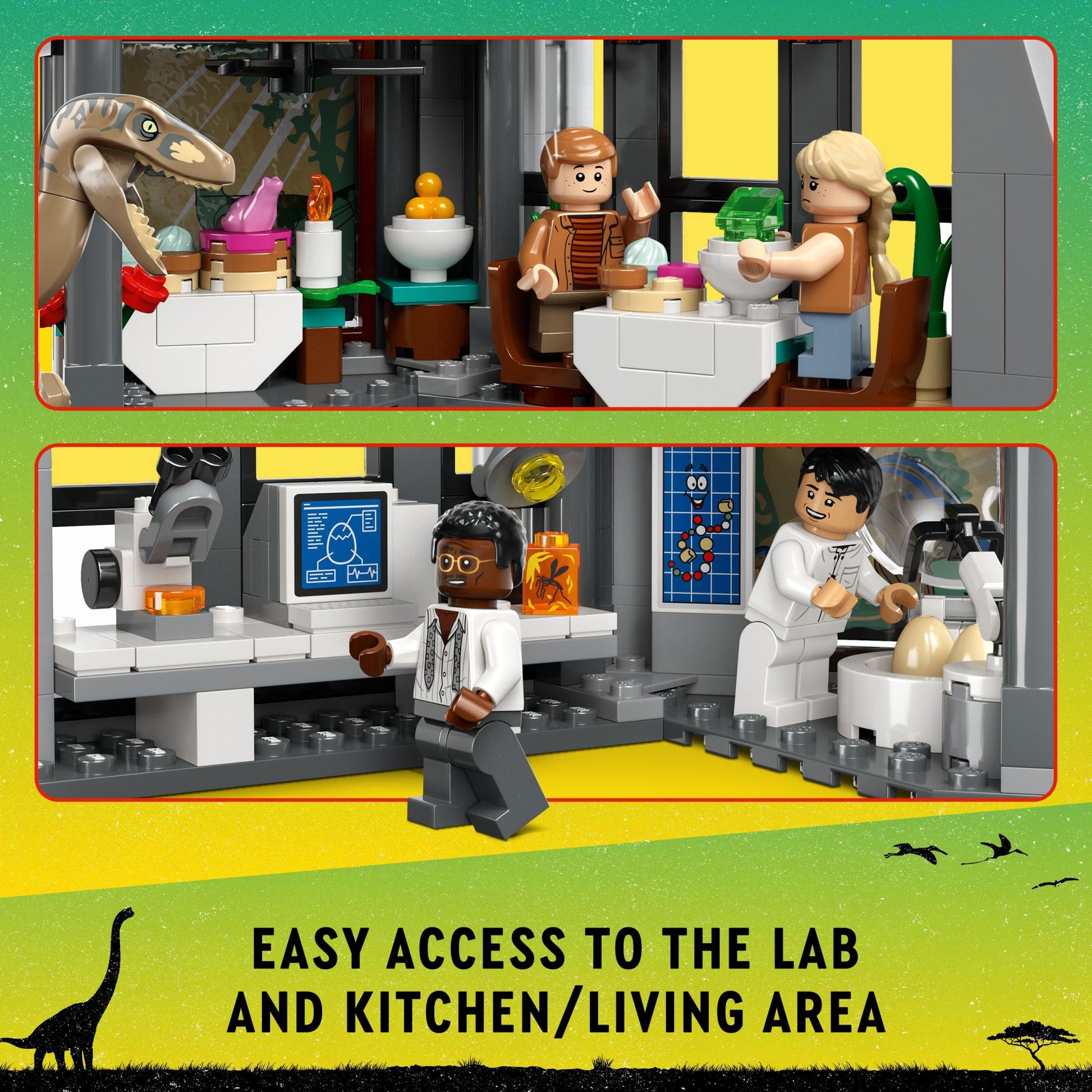 LEGO Jurassic Park Visitor Center: T. rex & Raptor Attack 76961 Buildable Dinosaur Toy, Gift