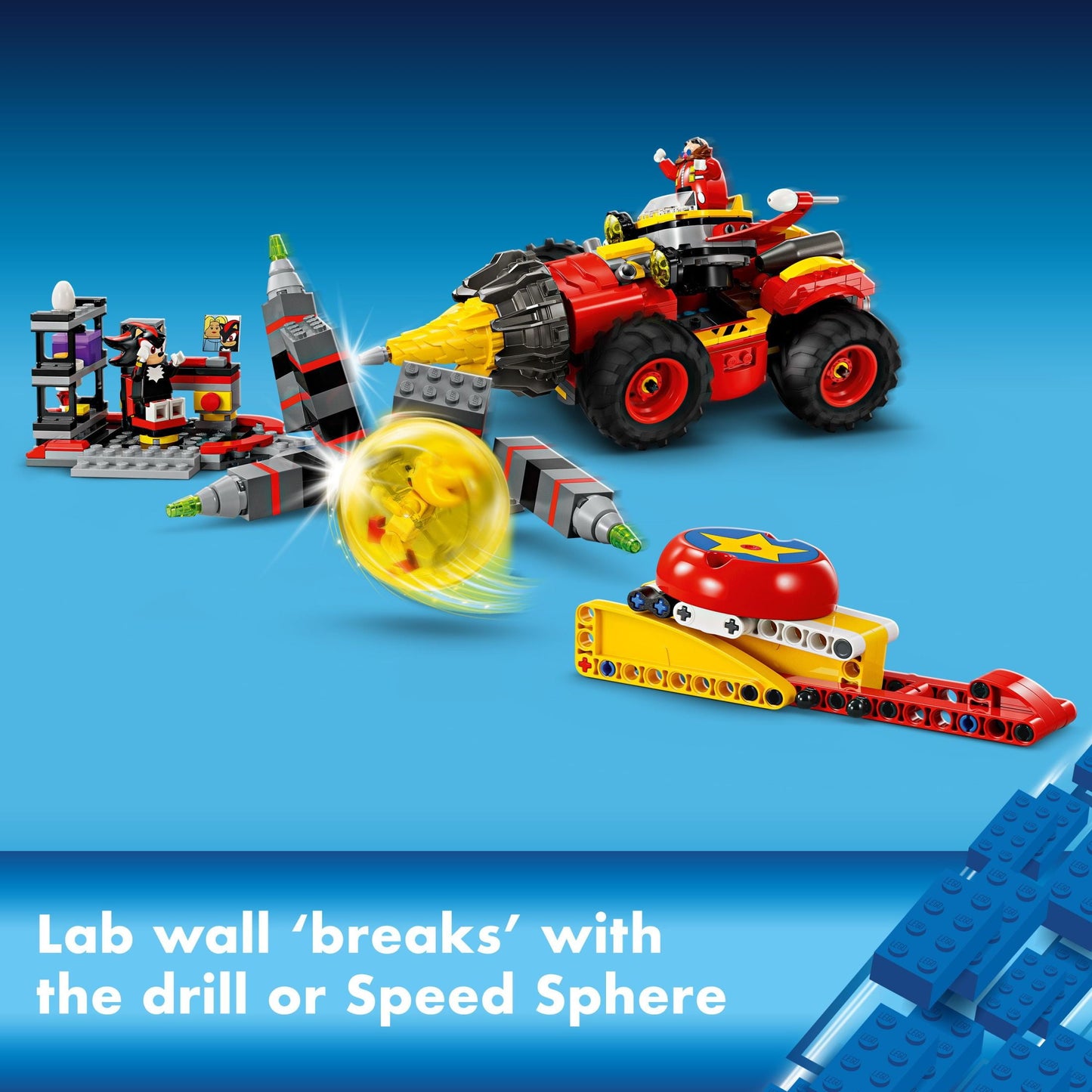 LEGO Sonic the Hedgehog: Super Sonic vs. Egg Drillster Gaming Toy with Shadow and Dr. Eggman,