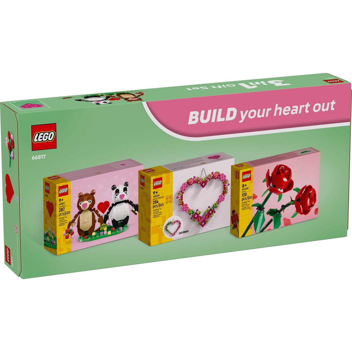 LEGO Hearts & Flowers Gift Set: Building Toy for Kids, Ages 9+, 3 Sets in 1, Perfect Gift for