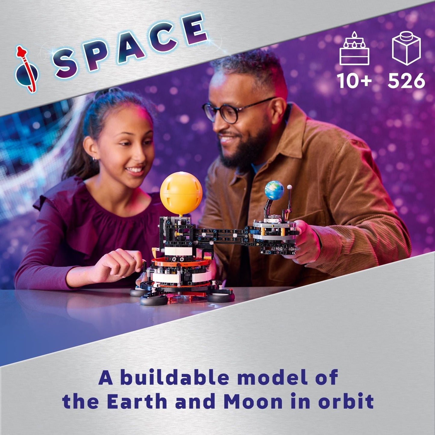LEGO Technic Planet Earth and Moon in Orbit Building Set, Outer Space Birthday Gift for 10