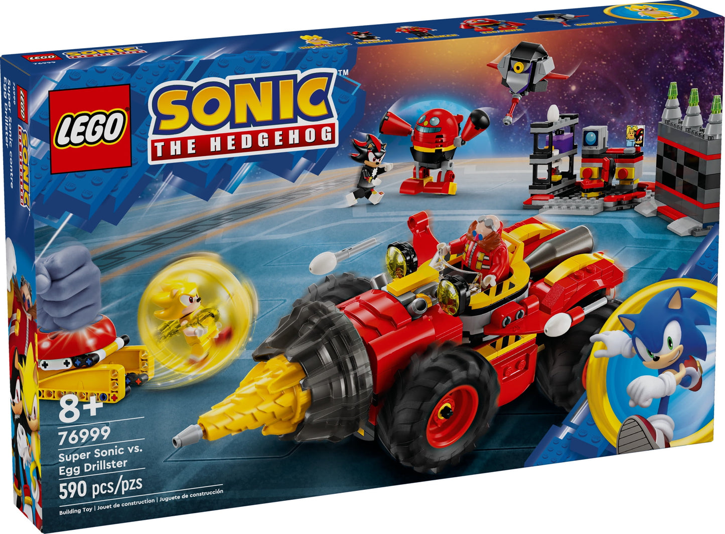 LEGO Sonic the Hedgehog: Super Sonic vs. Egg Drillster Gaming Toy with Shadow and Dr. Eggman,