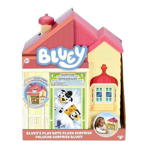 Bluey’s Play Date Plush Surprise Toddler House Playset, Durable Toy House with Exclusive Cuddly Stuffed Toy, Immersive House Toys for Kids of Ages 3+
