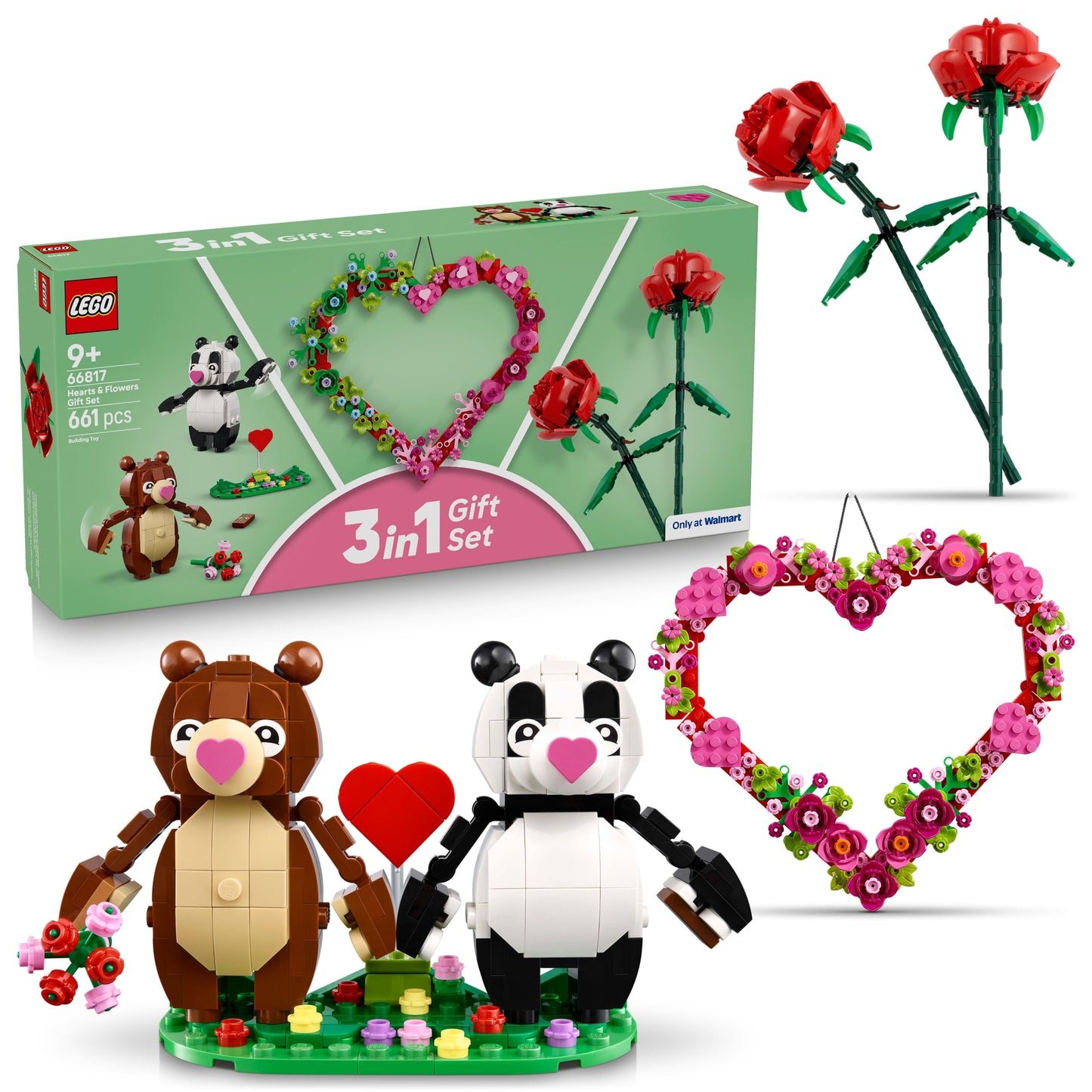 LEGO Hearts & Flowers Gift Set: Building Toy for Kids, Ages 9+, 3 Sets in 1, Perfect Gift for
