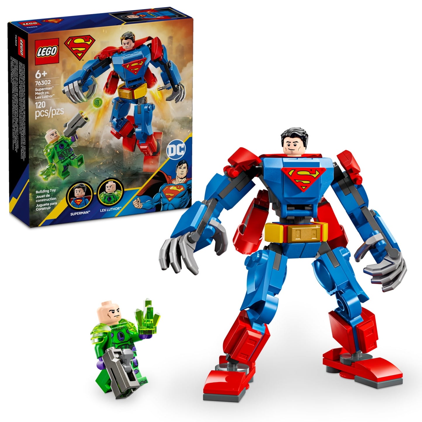 LEGO DC Superman Mech vs. Lex Luthor Building Toy - Superman Toy for Kids, Boys and Girls,