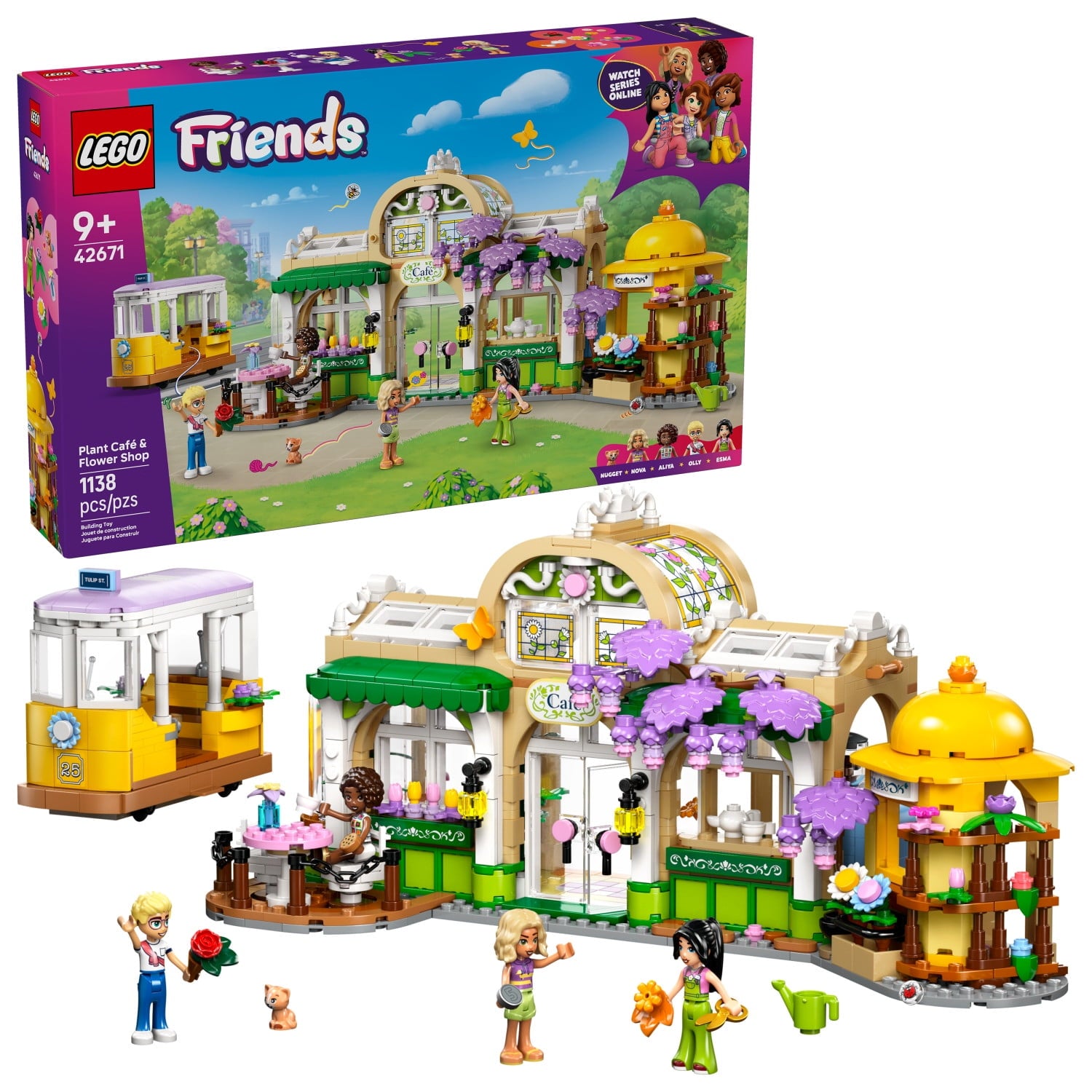 LEGO Friends Plant Café & Flower Shop Pretend Play Building Toy - Playset with 4 Minidolls and