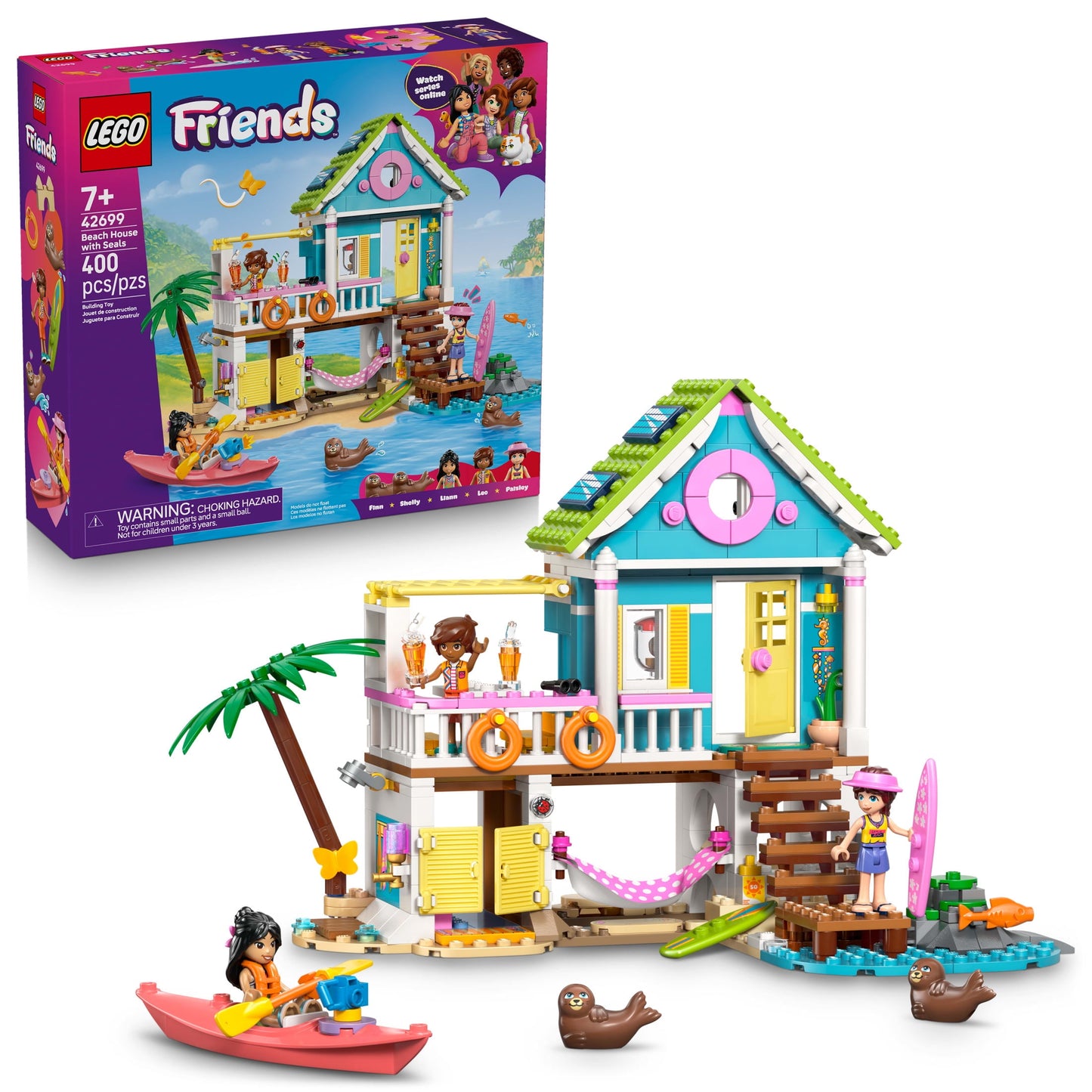 LEGO Friends Beach House with Seals Building Toy for Girls & Boys
