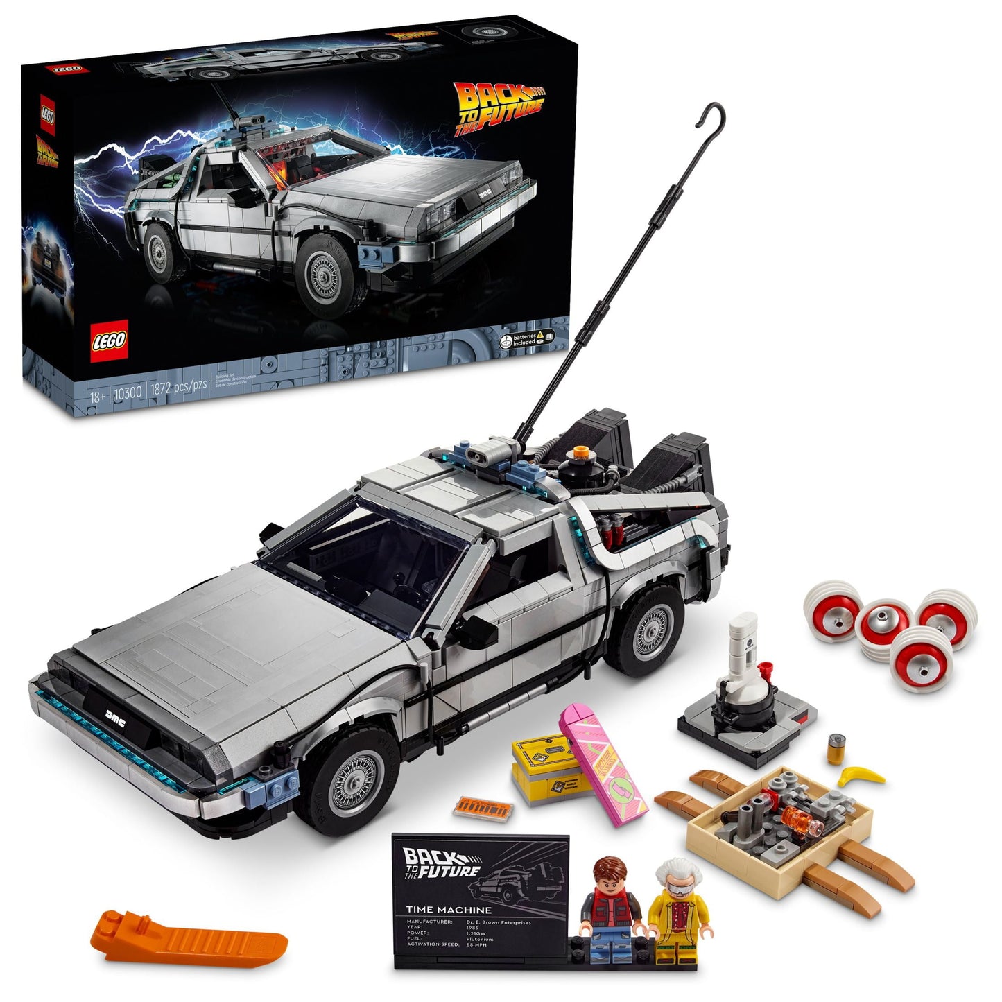 LEGO Icons Back to the Future Time Machine 10300, Model Car Building Kit, Based on the