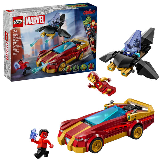 LEGO Marvel Iron Man Car & Black Panther vs. Red Hulk Building Toy - Marvel Superhero Toy for