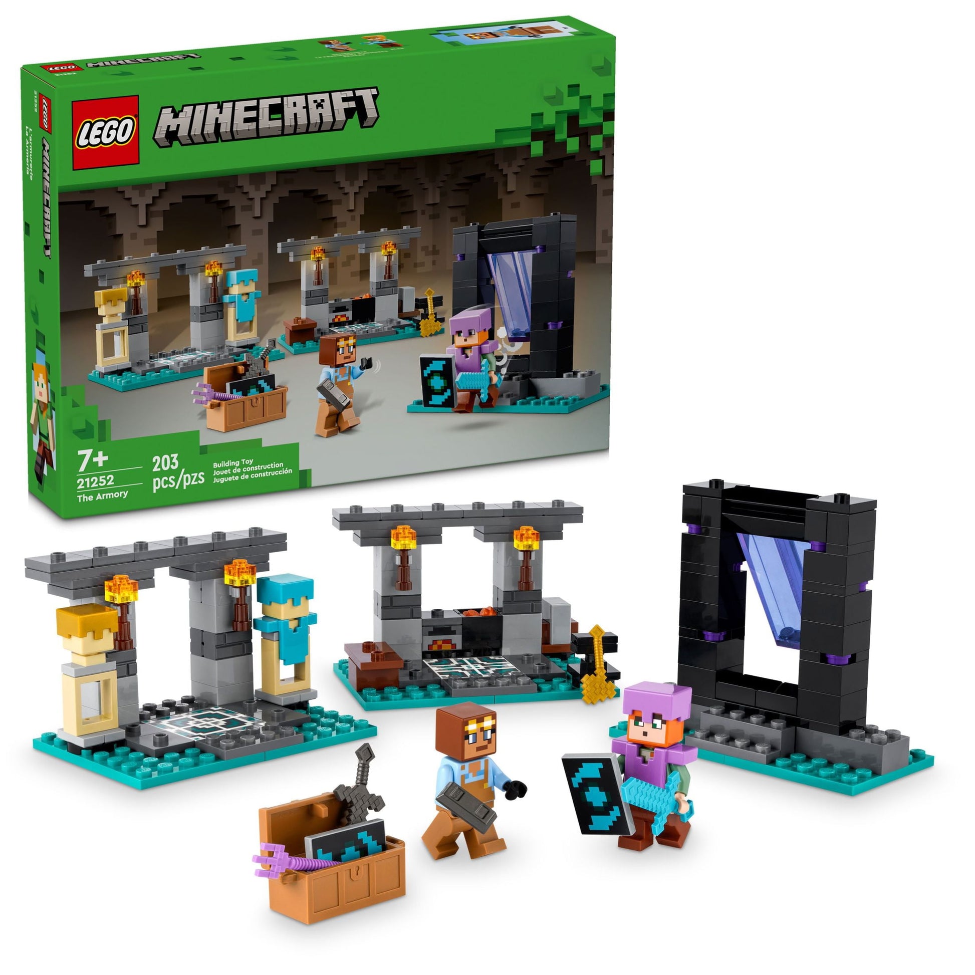LEGO Minecraft The Armory Building Set, Includes Popular Minecraft Figures Alex and