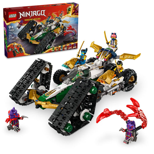 LEGO NINJAGO Ninja Team Combo Vehicle, 4 in 1 Ninja Playset for Kids with Glider, Off-Road