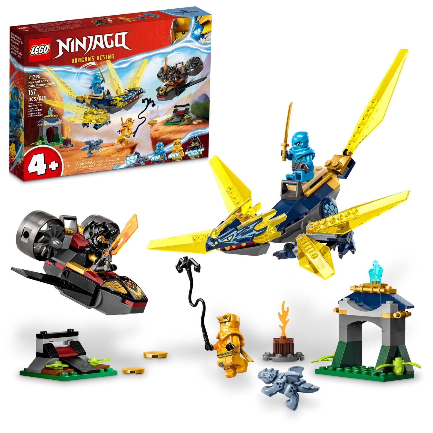 LEGO NINJAGO Nya and Arin’s Baby Dragon Battle 71798 Ninja Building Toy, Features a Jet, 2