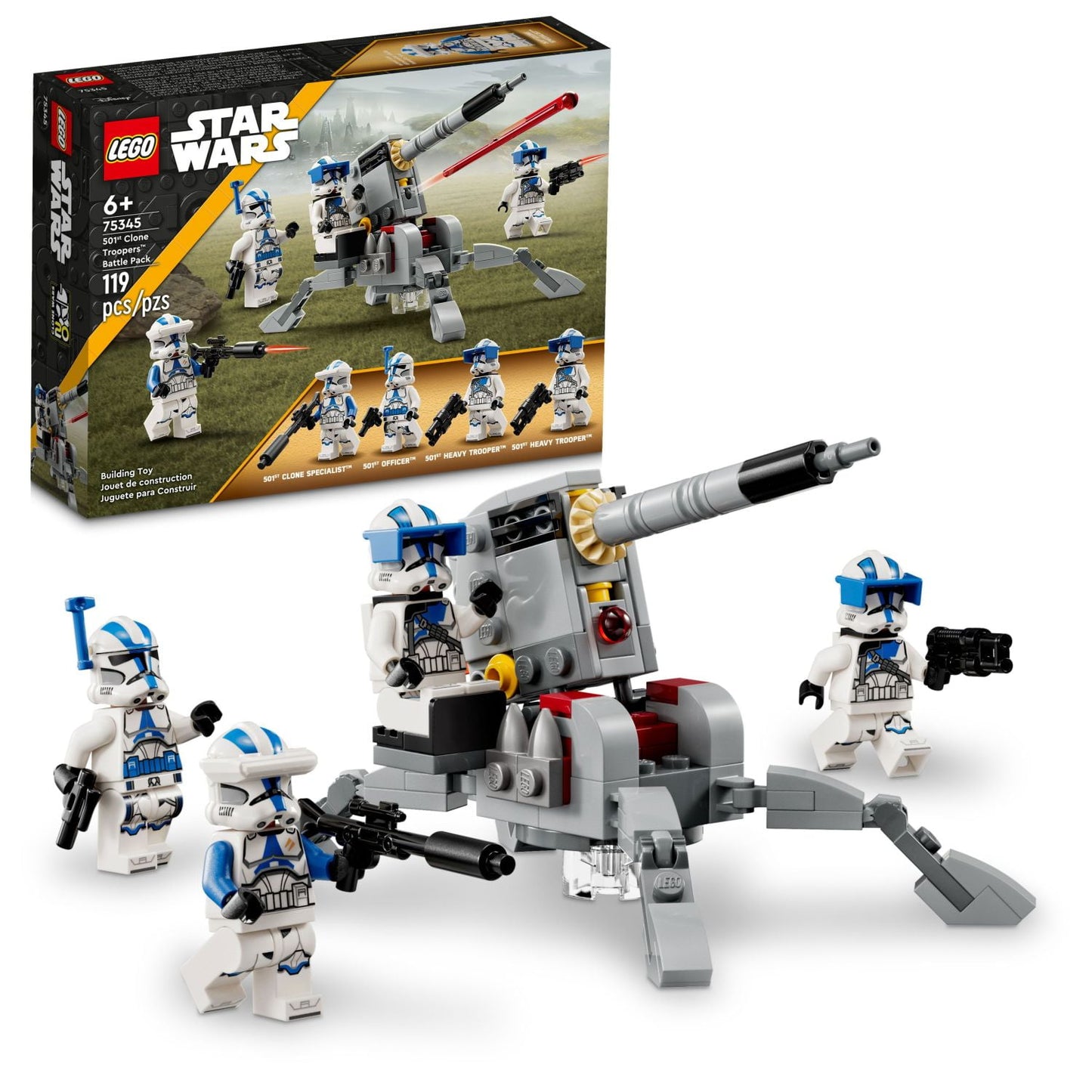 LEGO Star Wars 501st Clone Troopers Battle Pack 75345 Toy Set - Buildable AV-7 Anti Vehicle