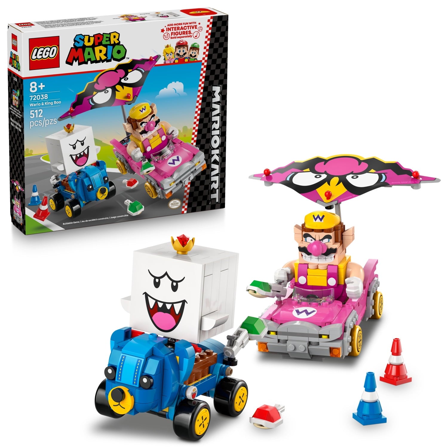 LEGO Super Mario: Mario Kart – Wario & King Boo Building Toy for Kids - Buildable Car Toys