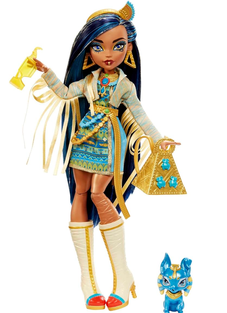 Monster High Doll - Cleo De Nile with Blue Streaked Hair in Signature Look with Fashion Accessories & Pet Dog Tut