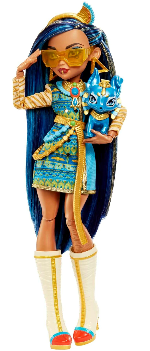 Monster High Doll - Cleo De Nile with Blue Streaked Hair in Signature Look with Fashion Accessories & Pet Dog Tut