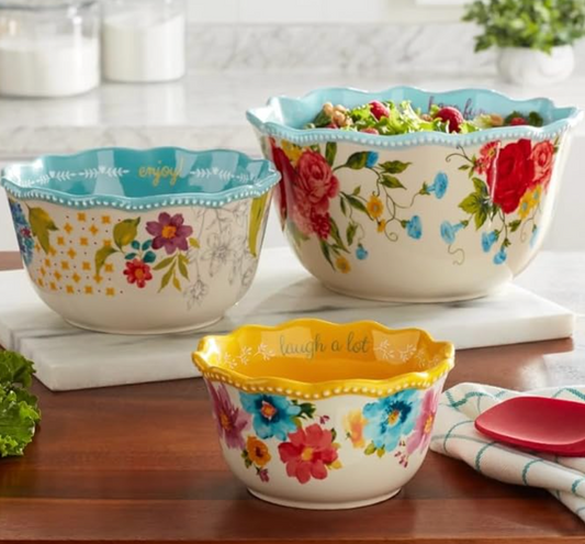 Sweet Rose Sentiment Serving Bowls, 3-Piece Set