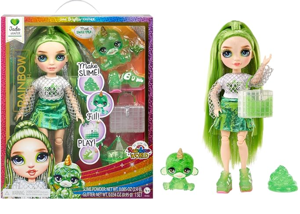 Rainbow High Jade, Green with Slime Kit & Pet