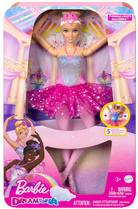 Barbie Dreamtopia Doll - Twinkle Lights Posable Ballerina with 5 Light-Up Shows