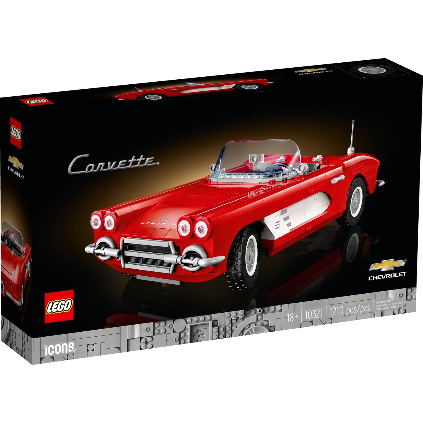 LEGO Icons Corvette Model Car Kit - Buildable DIY Classic Corvette Set for Adults, Ages 18+ -