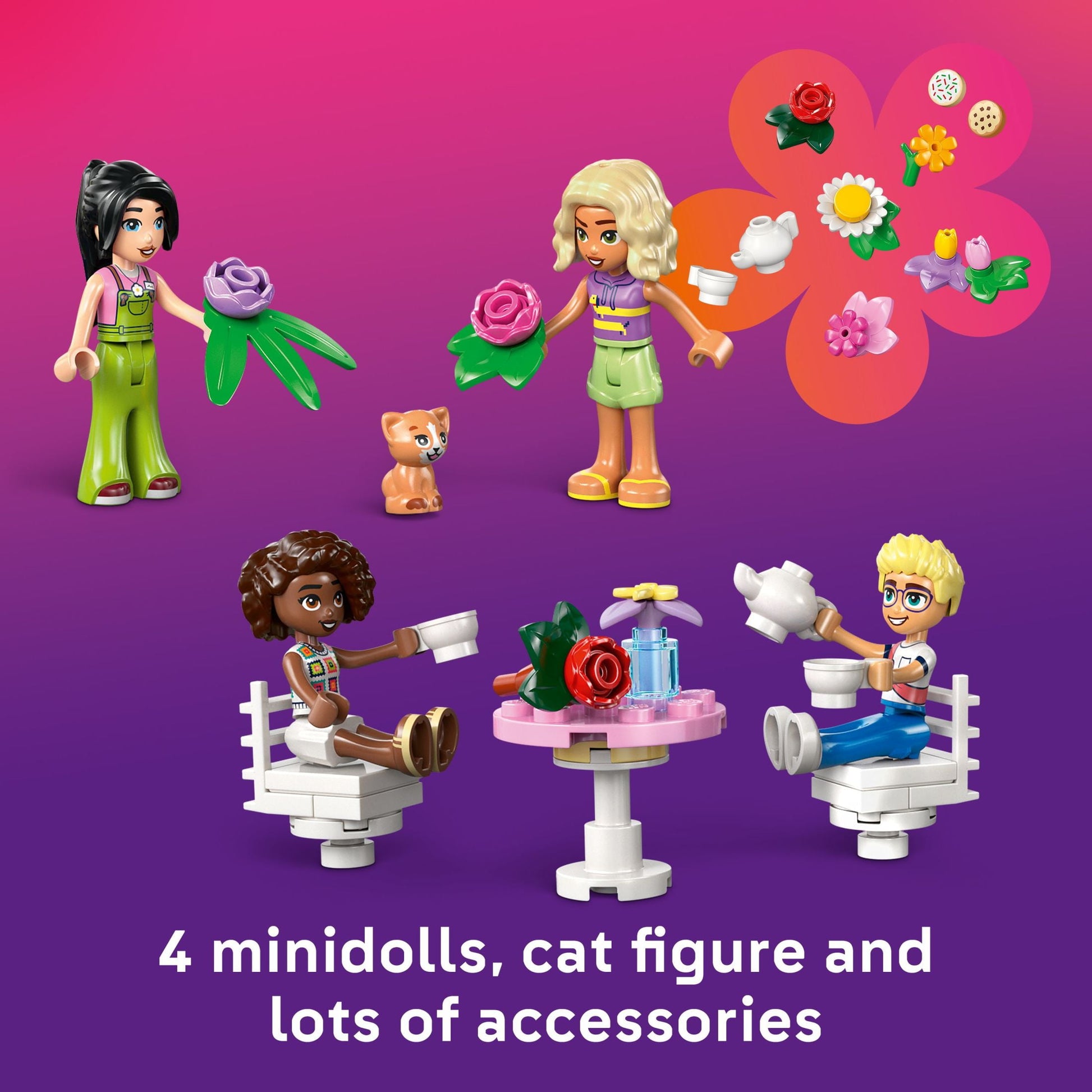 LEGO Friends Plant Café & Flower Shop Pretend Play Building Toy - Playset with 4 Minidolls and