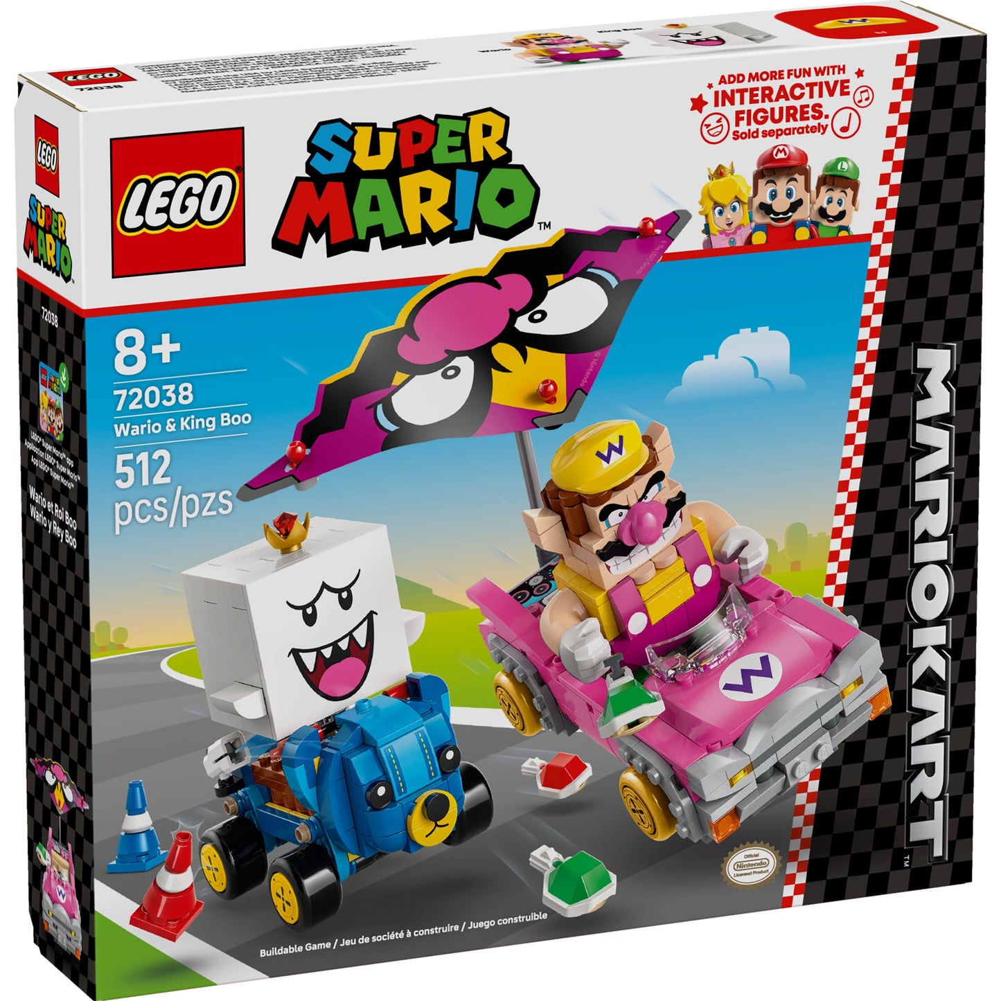 LEGO Super Mario: Mario Kart – Wario & King Boo Building Toy for Kids - Buildable Car Toys