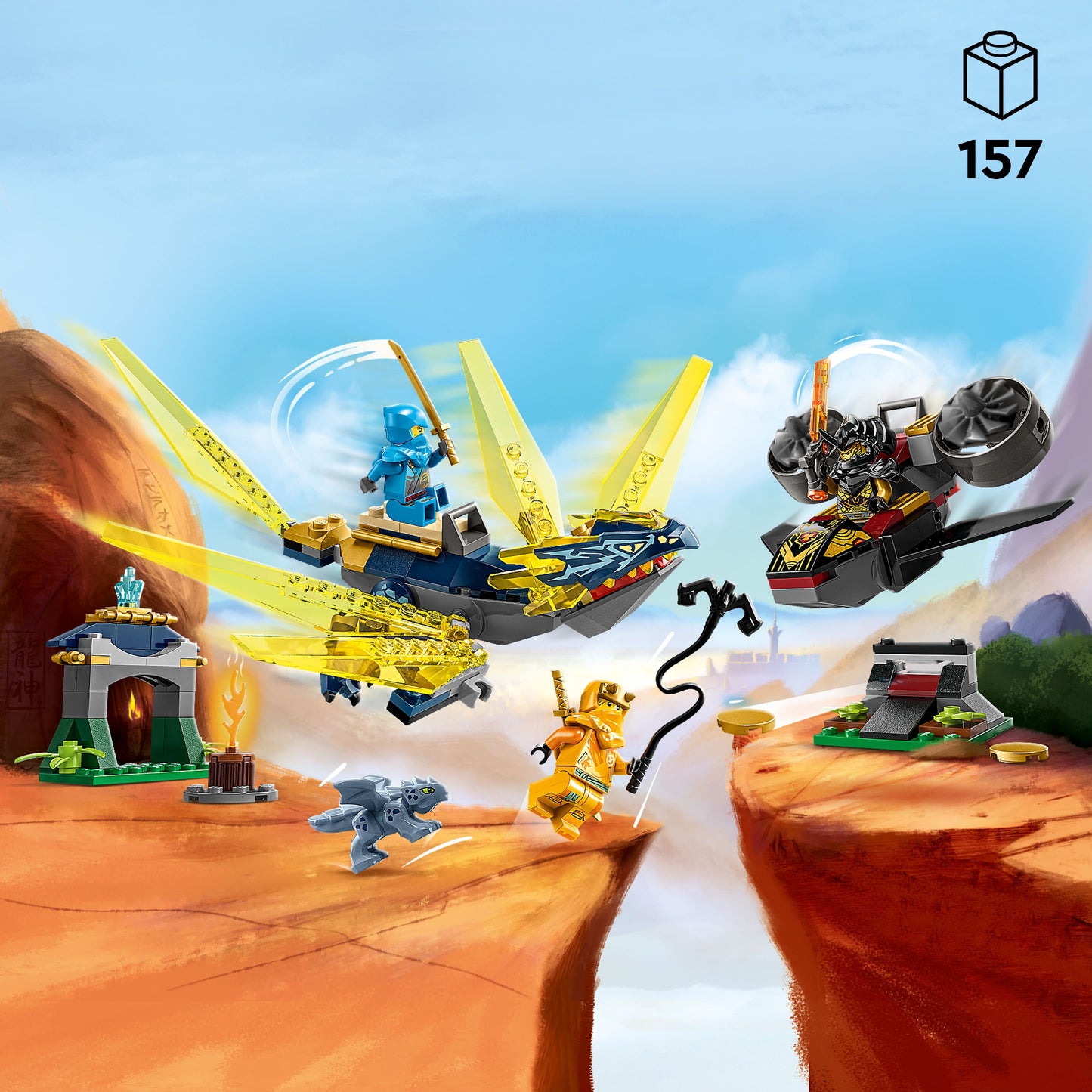 LEGO NINJAGO Nya and Arin’s Baby Dragon Battle 71798 Ninja Building Toy, Features a Jet, 2